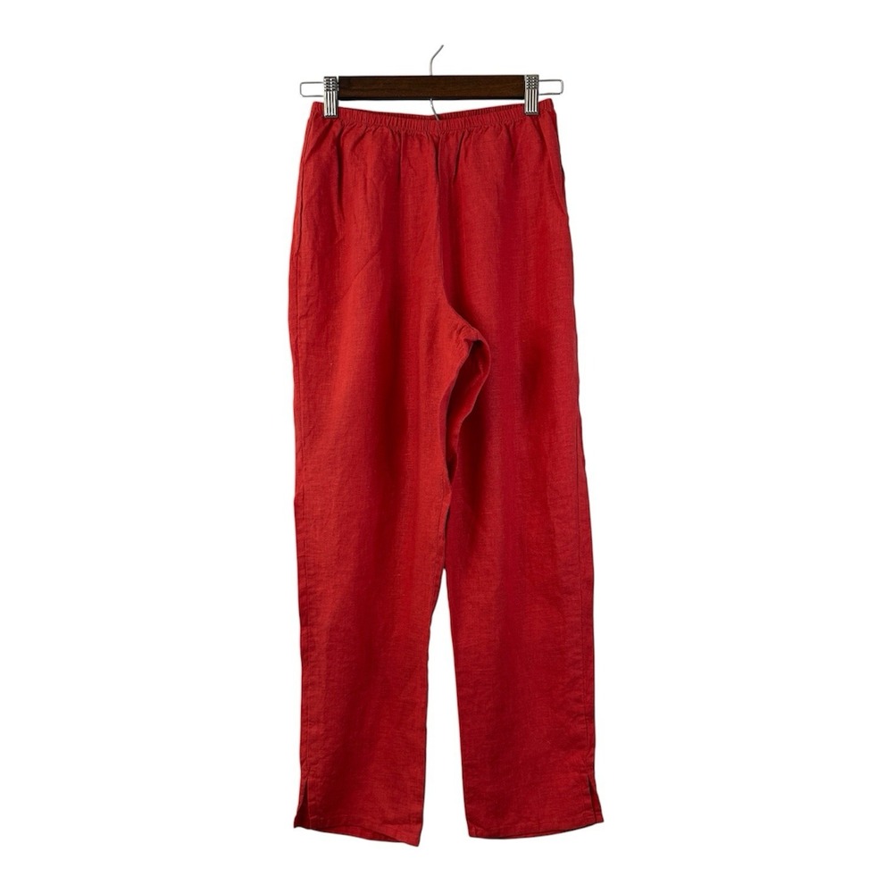 NEW Flax linen ankle pants women's P 4-6 orange cottage boho pumpkin halloween